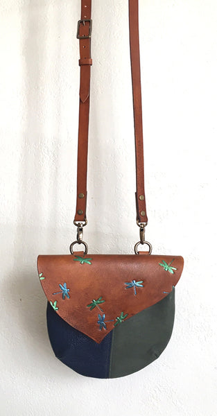 Dragonfly Harlequin Event/Walking Leather Crossbody Bag (out of stock*)