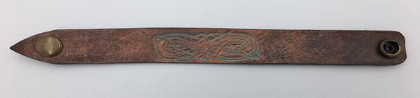 Celtic Tan/Antique Brown/Aged Copper Viking Dragon Leather Wrist Band/Cuff