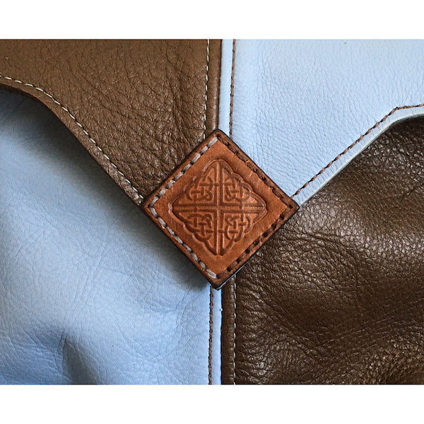 Brown & Skye Blue Harlequin Purse Event/Walking Leather Crossbody Bag, Medium #2