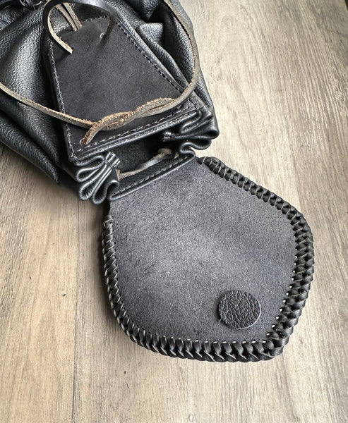 Sporran Black, Rustic Rob Roy Style w/Celtic Dog Concho