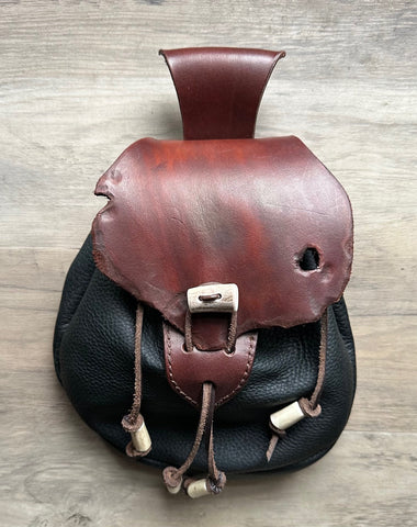 Sporran, Brown & Forest Green “The Chieftain 2” , Rustic Rob Roy Style w/Antler pin Lock