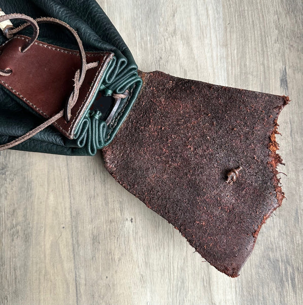 Sporran, Brown & Forest Green “The Chieftain 4” , Rustic Rob Roy Style w/Antler pin Lock (Copy)