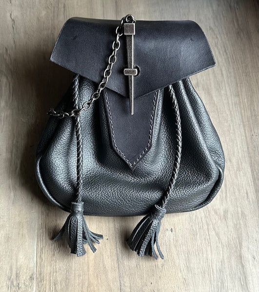 Sporran, Black 18th Century Style with Pin Lock, Small