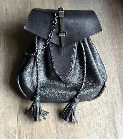 Sporran, Black 18th Century Style with Pin Lock, Small