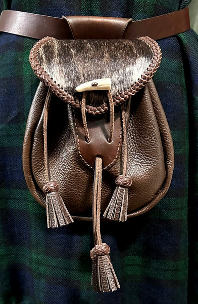 Sporran,  Rob Roy Style, Brown & Hair On Cowhide Flap Rustic