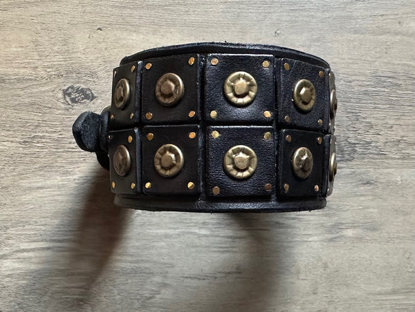 "The Outrider" Black Studded Leather Wrist Band/Cuff