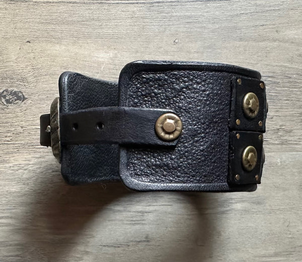"The Outrider" Black Studded Leather Wrist Band/Cuff