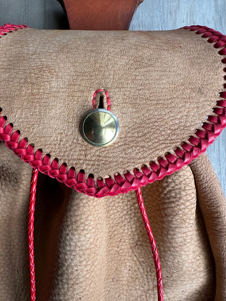 Sporran, 18th Century, Rustic Rob Roy Style brown w/Red Braiding