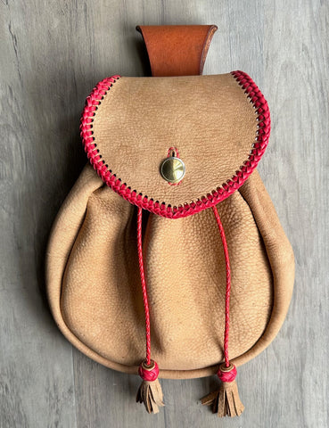 Sporran, 18th Century, Rustic Rob Roy Style brown w/Red Braiding