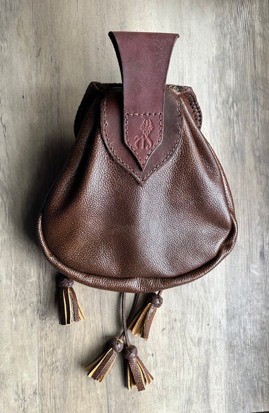 Sporran,  18th Century Style, Brown & Hair On Cowhide Flap Rustic #2