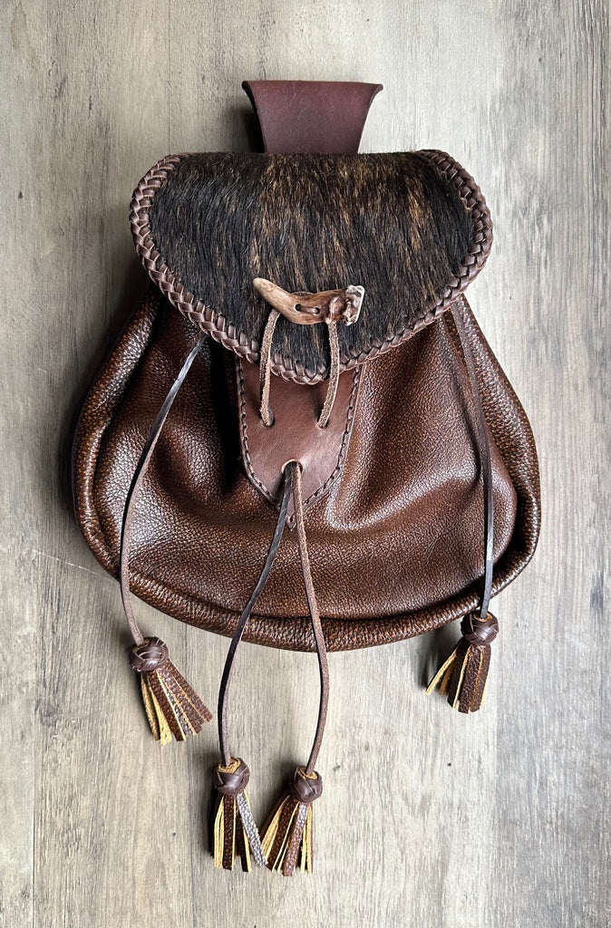 Sporran,  18th Century Style, Brown & Hair On Cowhide Flap Rustic #2