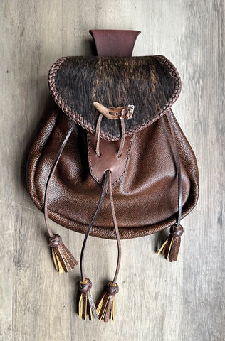 Sporran,  18th Century Style, Brown & Hair On Cowhide Flap Rustic #2
