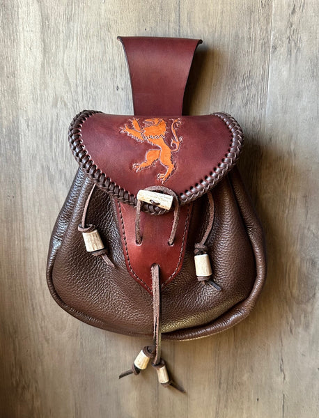Bespoke SporranBelt style.  Brown Rustic Rob Roy Style w/Lion Rampant Flap