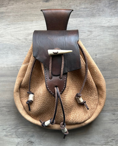 Sporran, "The Drover #2" Brown & Natural, Rustic Rob Roy Style w/Antler pin Lock