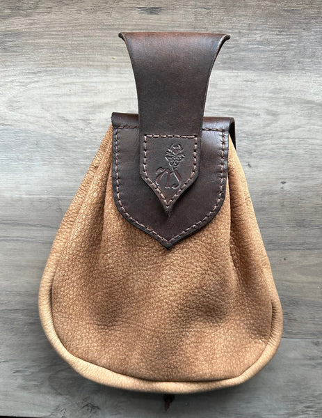 Sporran, "The Drover" Brown & Natural, Rustic Rob Roy Style w/Antler pin Lock
