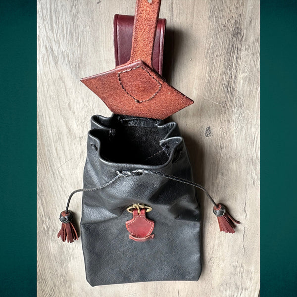 Medieval Belt Purse - Belt Bag, Black & Brown