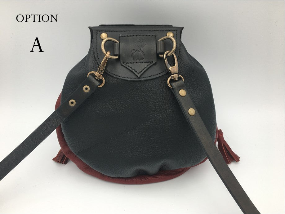 Rob Roy Sporran, Black And Red with Celtic web Cut Work Flap