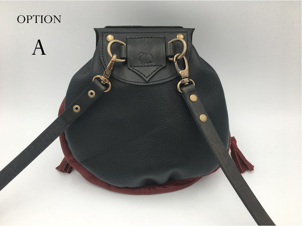 Rob Roy Sporran, Black And Red with Celtic web Cut Work Flap