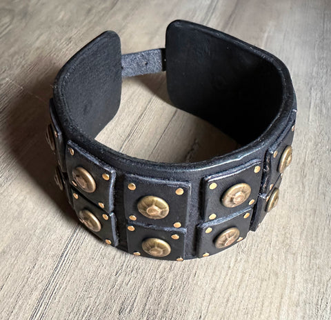 "The Outrider" Black Studded Leather Wrist Band/Cuff