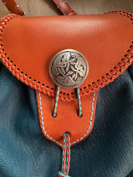 Purse, Dark Turquiose & Tan, Rob Roy Sporran Styled #2