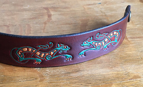 Celtic Cats Leather Wristband