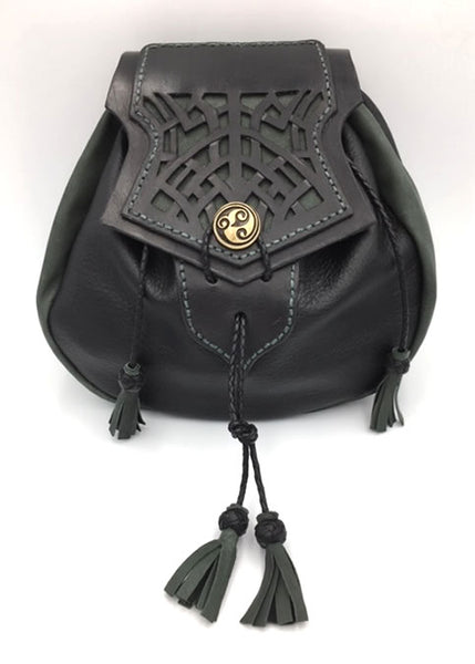 Rob Roy Style Sporran with Cut work Celtic Knot Pattern. Black & Lovat ...