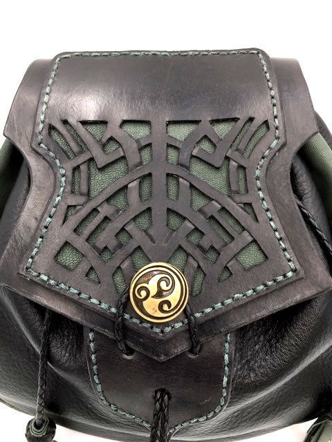 Rob Roy Style Sporran with Cut work Celtic Knot Pattern. Black & Lovat ...