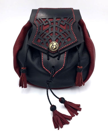 Rob Roy Sporran, Black And Red with Celtic web Cut Work Flap