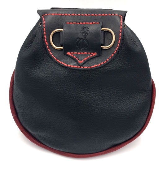 Rob Roy Sporran, Black And Red with Celtic web Cut Work Flap