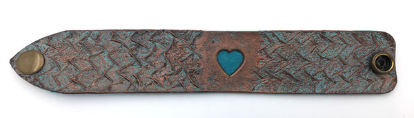 Turquoise & Copper Dragon Heart Leather Wrist Band/Cuff