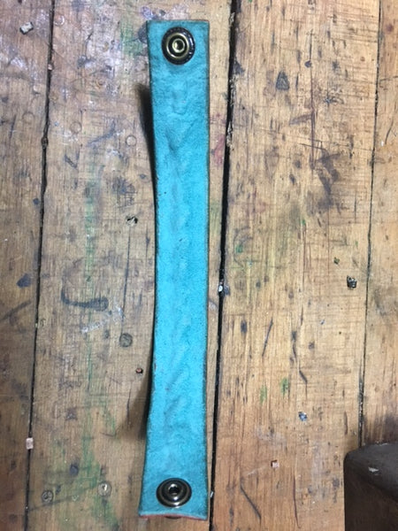 Harlequin Turquoise & Tan Leather Cuff/Wristband