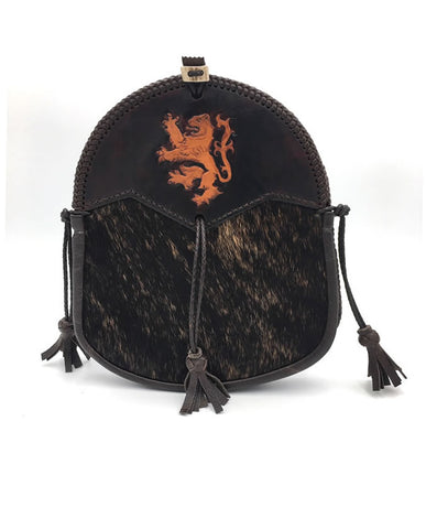 Sporran, Hunting Style, Scottish Rampant Lion Hand Tooling