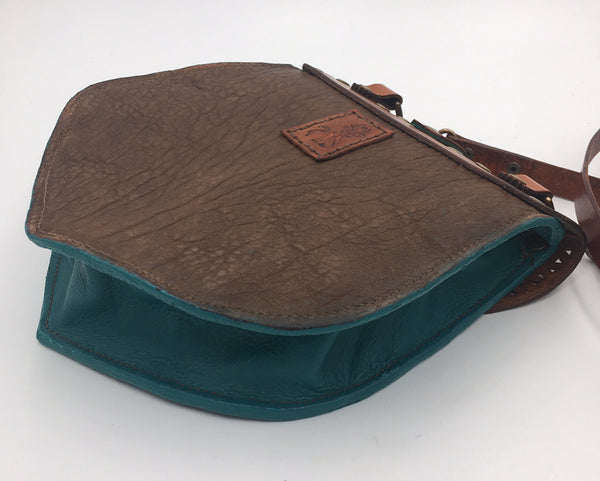 Viking Style Cross Body Bag Purse, Turquoise & Tan