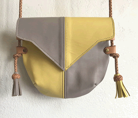 Yellow & Grey Event/Walking Leather Crossbody Bag