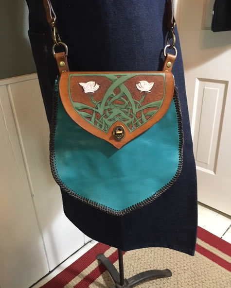 Celtic Flowers Turquoise Purse/ Cross Body Bag