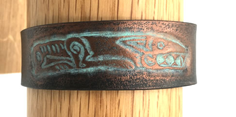 Celtic Tan/Antique Brown/Aged Copper Viking Dog Leather Wrist Band/Cuff