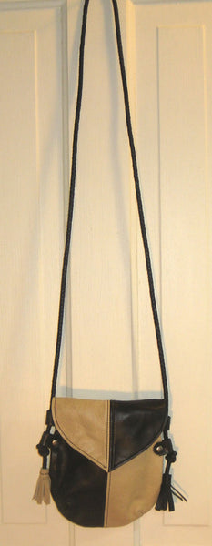 Handmade Black & Bone #1 Harlequin Event/Walking Leather Crossbody Bag