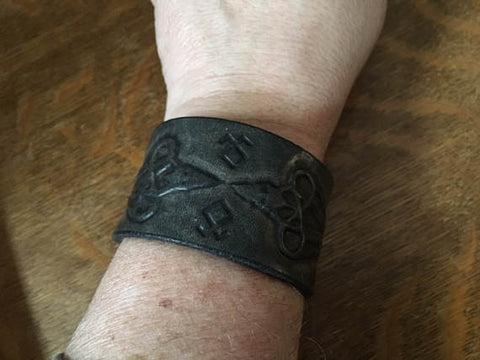 Odin's Ravens Black Leather Wristband