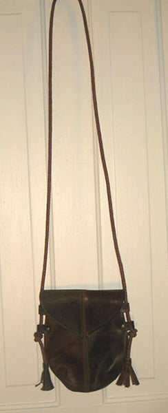 Handmade Brown & Green #2 Harlequin Event/Walking Leather Crossbody Bag