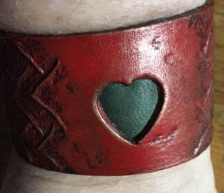 Red Dragon Heart Leather Wristband,