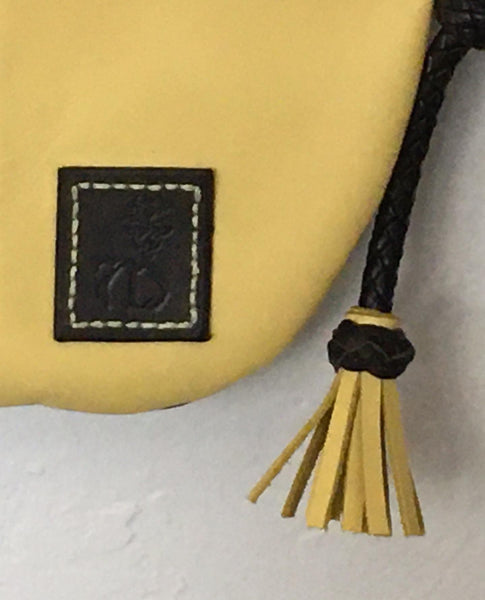 Yellow & Black Event/Walking Leather Crossbody Bag