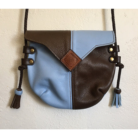 Brown & Skye Blue Harlequin Purse Event/Walking Leather Crossbody Bag, Medium #2